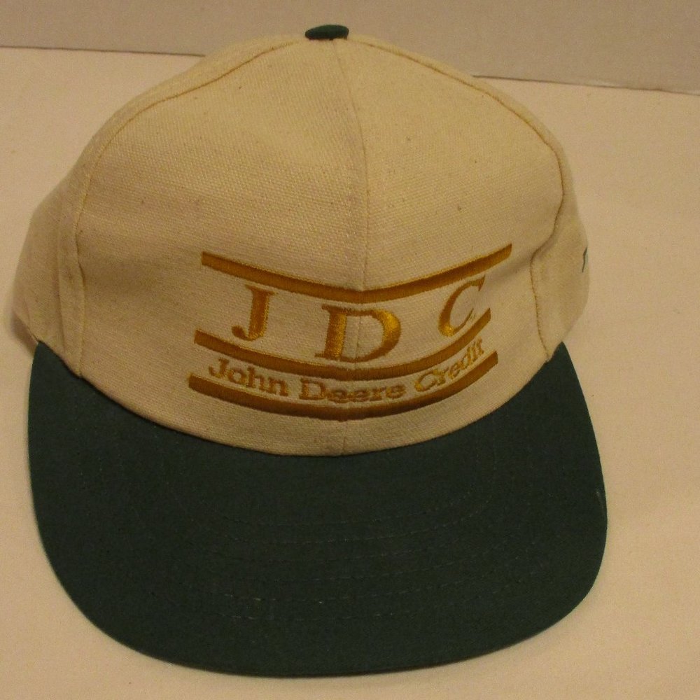 John Deere Hat 1995 Cream Gold Green Farm Ranch Horse Cow Animal Snapback Hat